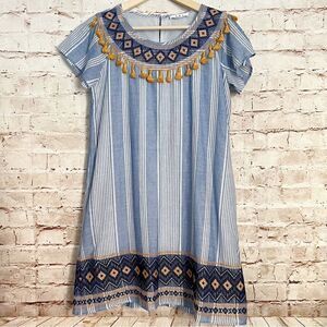 THML embroidered tassel shift dress